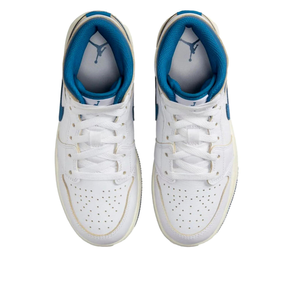 Nike Air Jordan 1 Mid SE White / Industrial Blue - Sail  FN7432-141 Grade-School