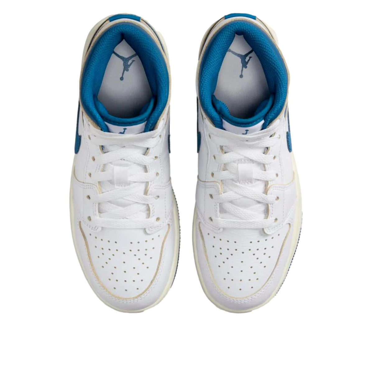 Nike Air Jordan 1 Mid SE White / Industrial Blue - Sail  FN7432-141 Grade-School