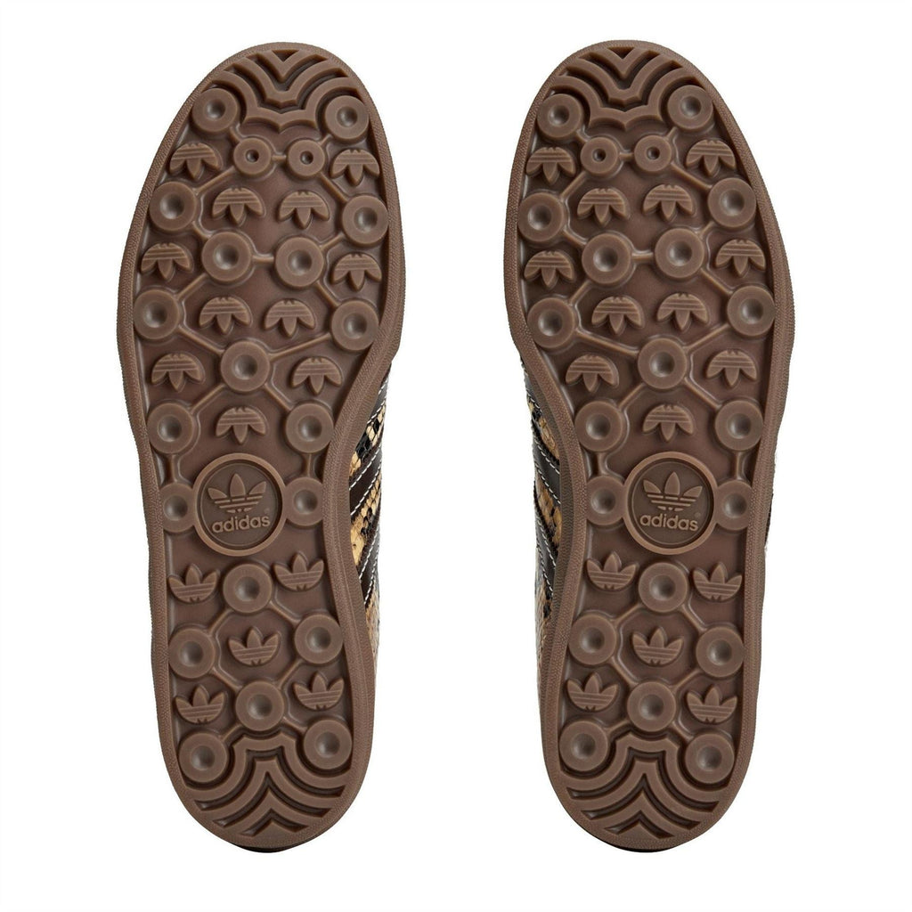 adidas Originals shoe outsoles with patterned tread, brown rubber base