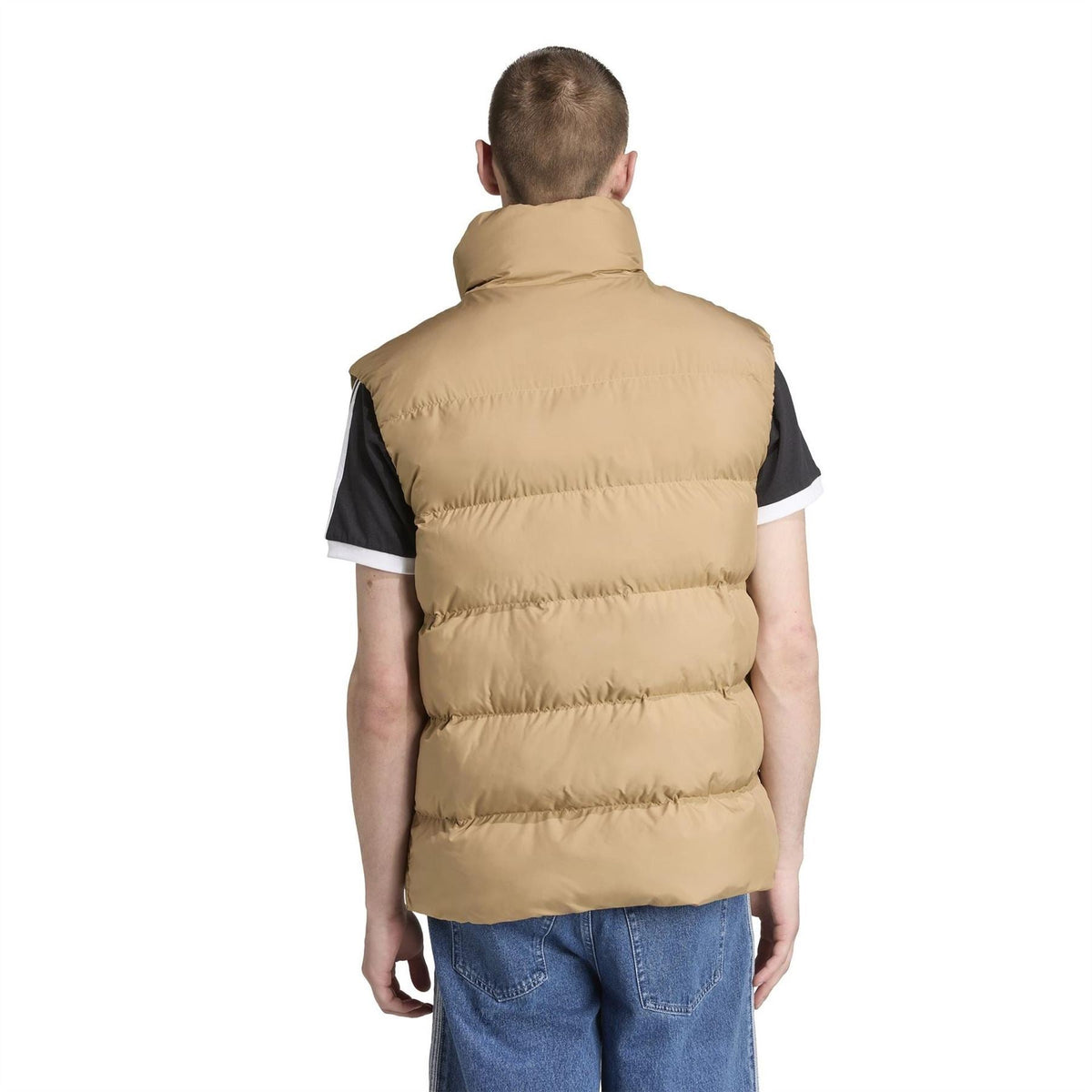 adidas Originals quilted puffer gilet, hooded back view, full zip, brown