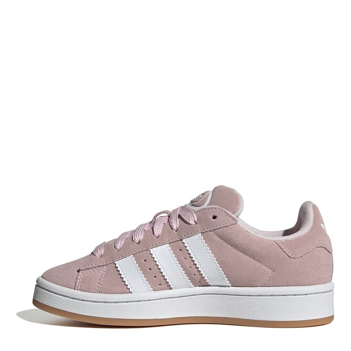 adidas Originals Campus 00s mauve-pink low-top sneakers, white 3-stripe design, lace-up