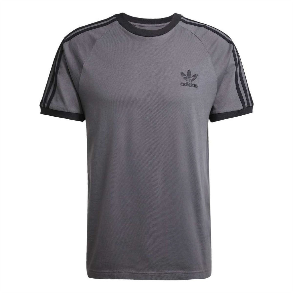 adidas Originals Adicolor Classics 3-Stripes T-shirt showing navy blue fabric with iconic white 3-stripes and crew neckline.