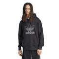 Black adidas Originals trefoil outline hoodie with front kangaroo pocket and drawstring hood