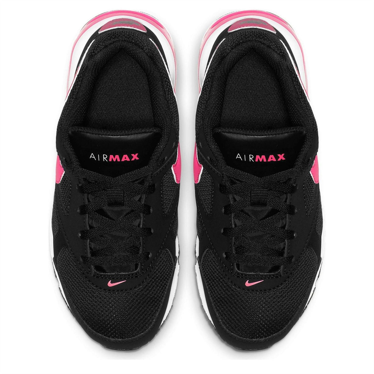 Nike Air Max Ivo kids' black trainers pair with 'AIR MAX' label on heels