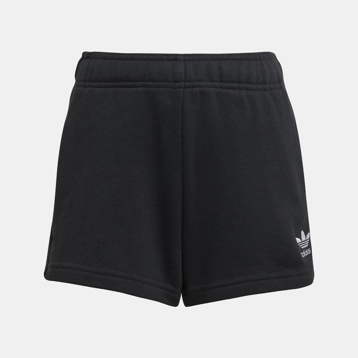Black juniors shorts with elastic waistband and adidas logo detail