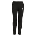 Black adidas Originals leggings with white trefoil logo and three side stripes
