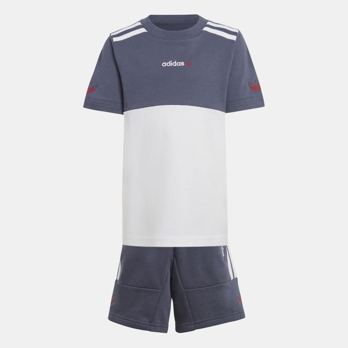 Adidas Originals juniors shorts and t-shirt set for ages 8-16, featuring sporty design and comfortable fabric.