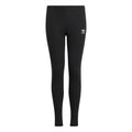 Black adidas Originals ribbed leggings with ankle-length skinny fit and small thigh logo