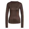 adidas Originals brown long-sleeve crewneck shirt with all-over small icon print
