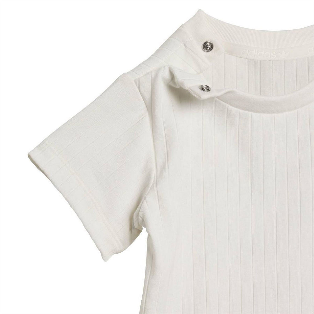 Infants white ribbed T-shirt with snap-button neckline detail