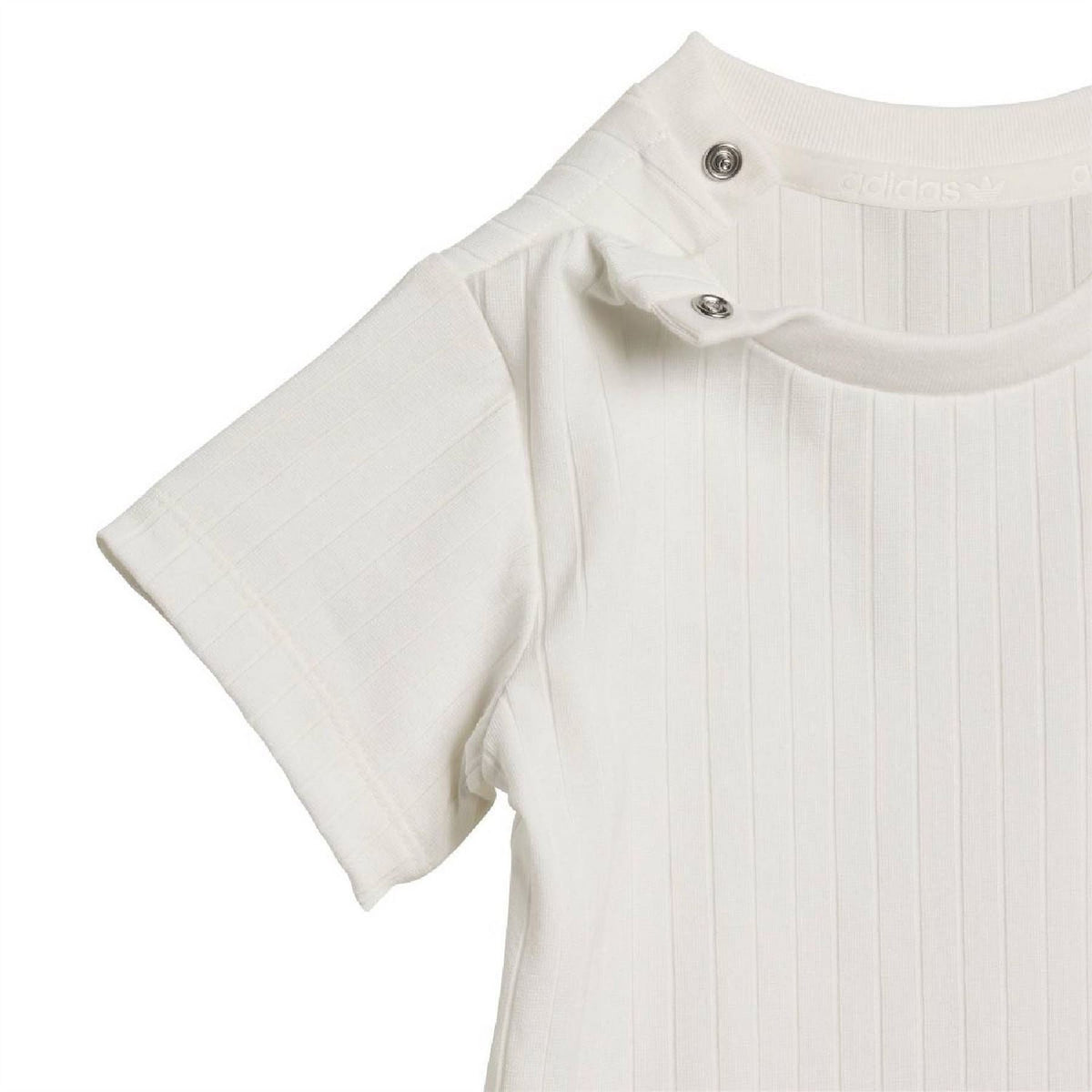 Infants white ribbed T-shirt with snap-button neckline detail