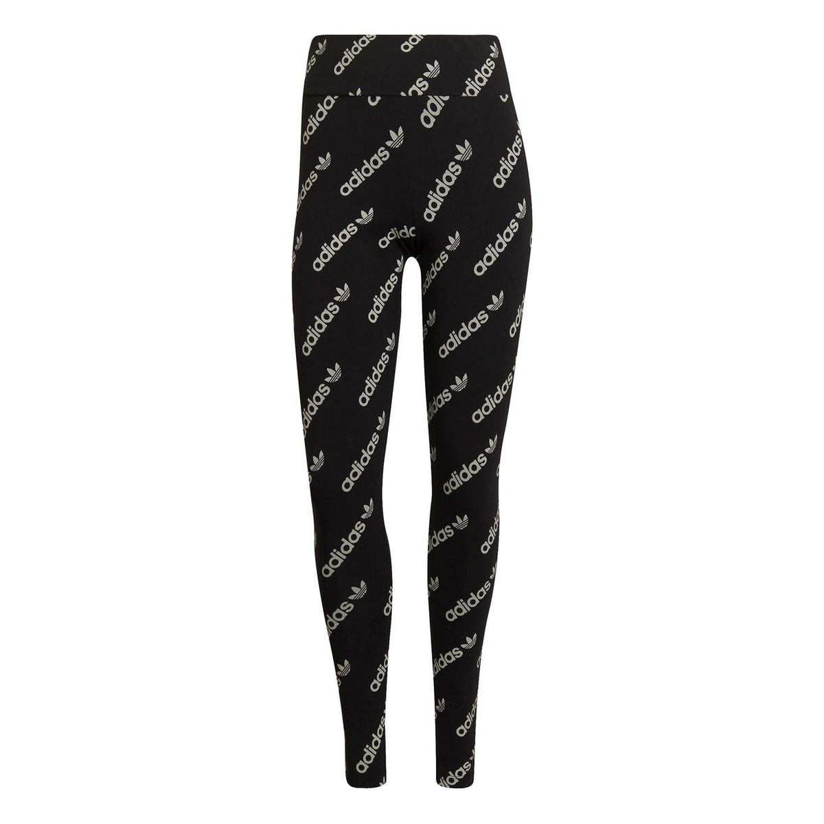 Black adidas logo leggings with all-over repeat print