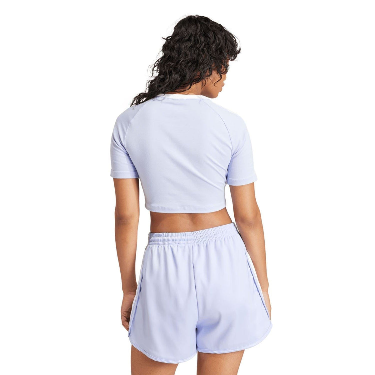 Light blue baby t-shirt back view with crew neck and 3-Stripes detail