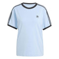 adidas Originals crew neck T-shirt, ash blue jersey with black collar and 3-stripe trim
