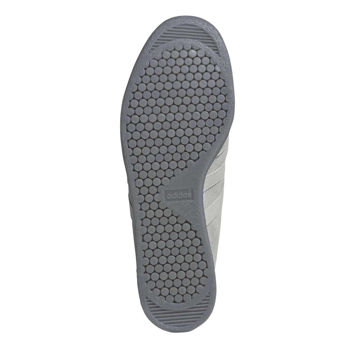 Grey adidas Originals trainer outsole with hex dot tread and ridged edge