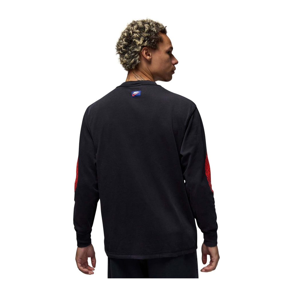 MENS JORDAN RARE AIR LONG SLEEVE T SHIRT_BLACK/CHILE RED
