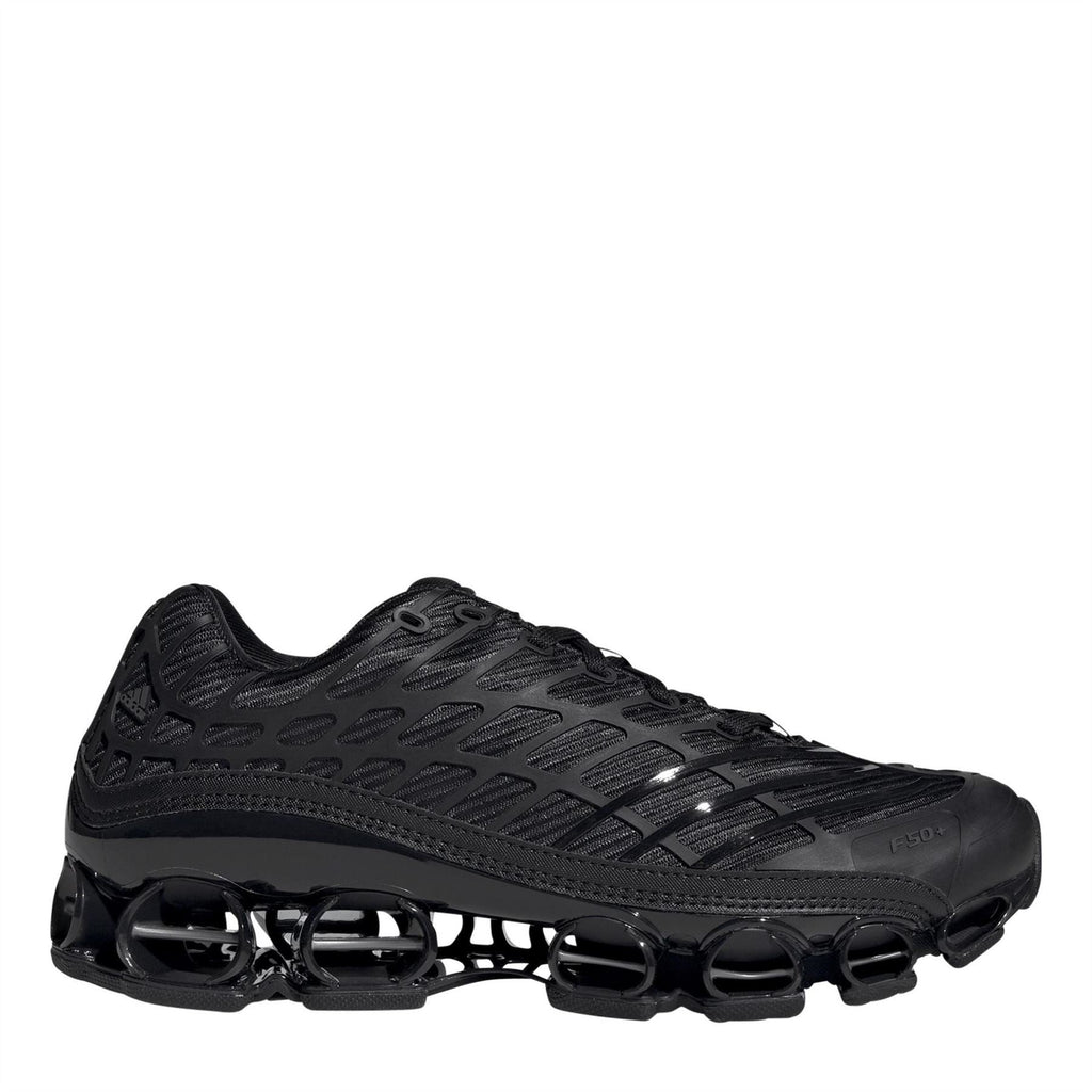 adidas Megaride F50 lace-up sneaker in black with mesh-texture upper and chunky sole