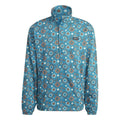 adidas hooded quarter-zip relaxed shirt in teal floral print with orange accents