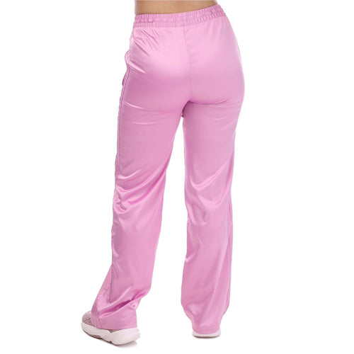 Pink wide-leg jogger pants with elastic waistband and draped legs