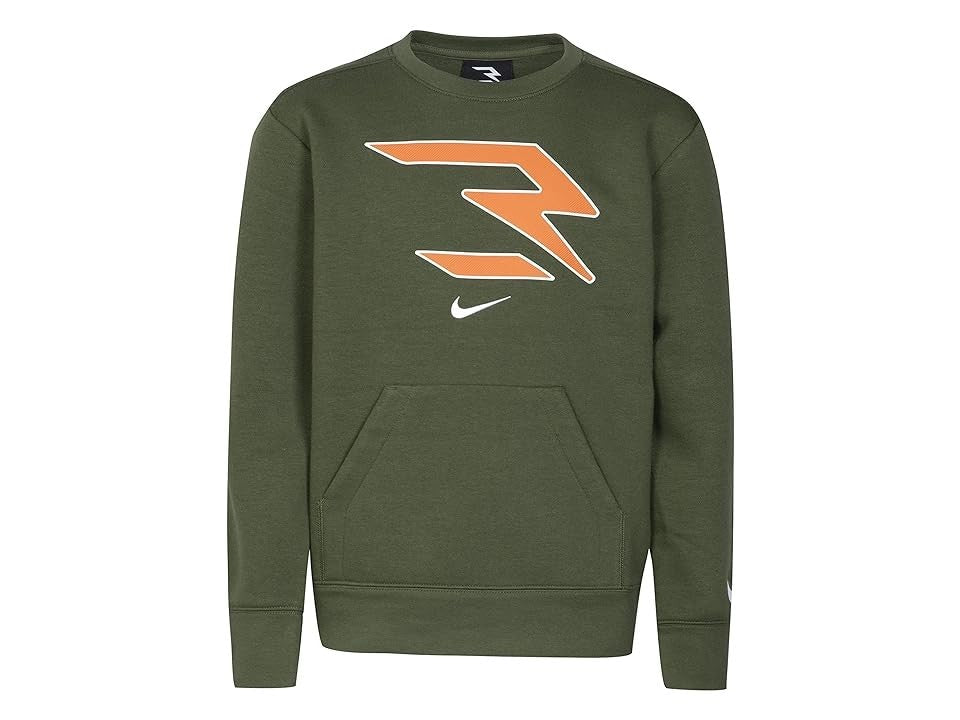 Boys Nike 3BRAND Icons Sweatshirt Green Cotton Fleece Kangaroo Pocket GBO157