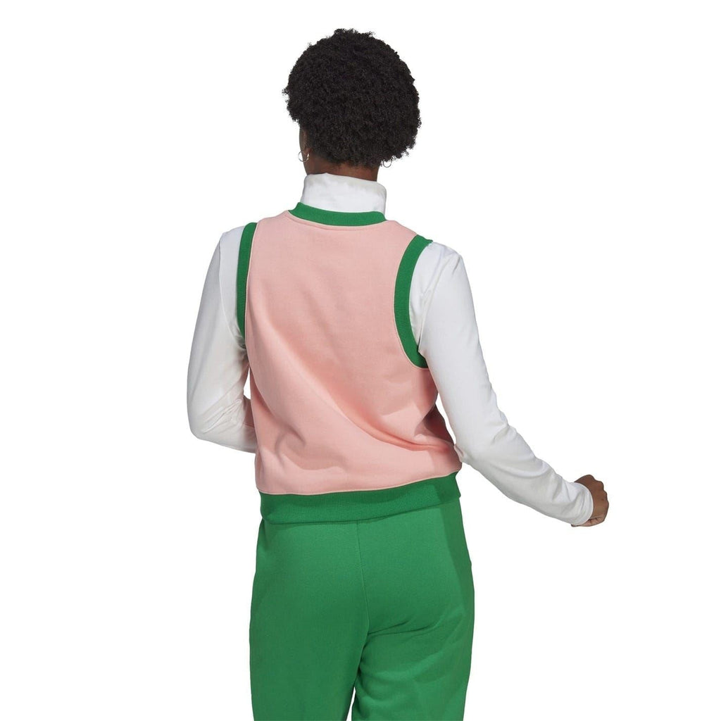 adidas Originals Adicolour 70s sweater vest in vibrant multicolor knit, featuring a classic crewneck and retro-inspired design.