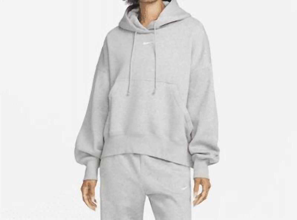 Phoenix Fleece Pull-Over Hoodie In Dark Heather Grey/white