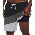 Men's Nike Color Surge Swim Trunks Black Colorblocked 9" Drawstring FTS785