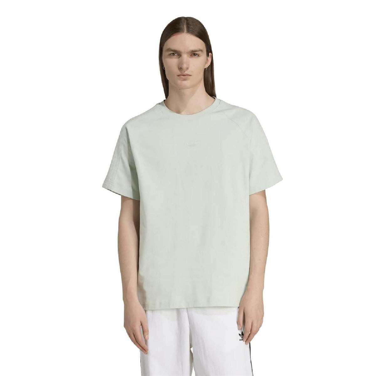 adidas Originals crew neck raglan jersey T-shirt in light green, front view