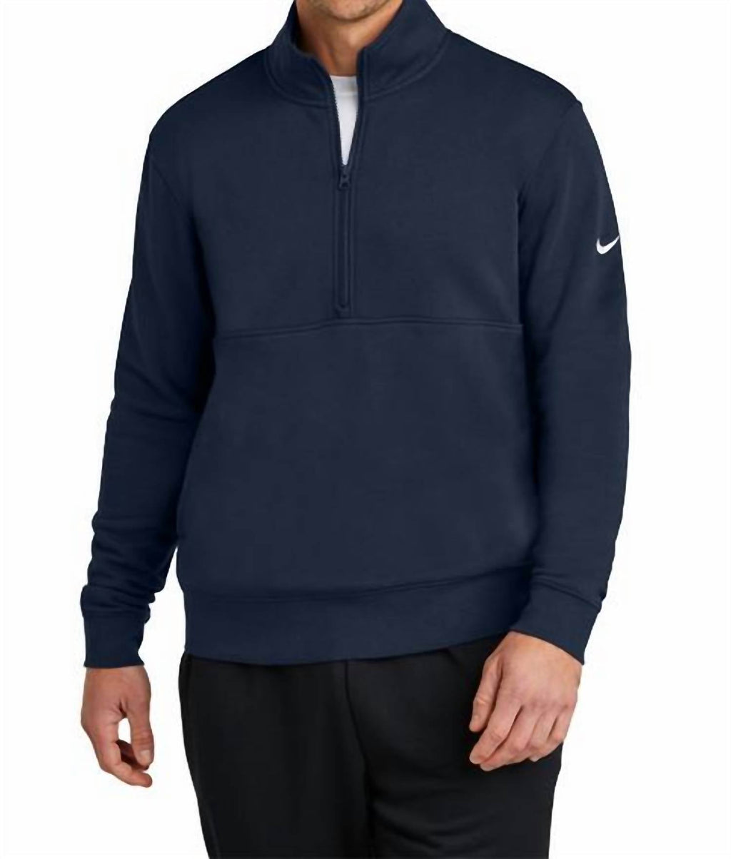 Club Fleece Sleeve Swoosh 1/2 Zip Pullover In Midnight Navy