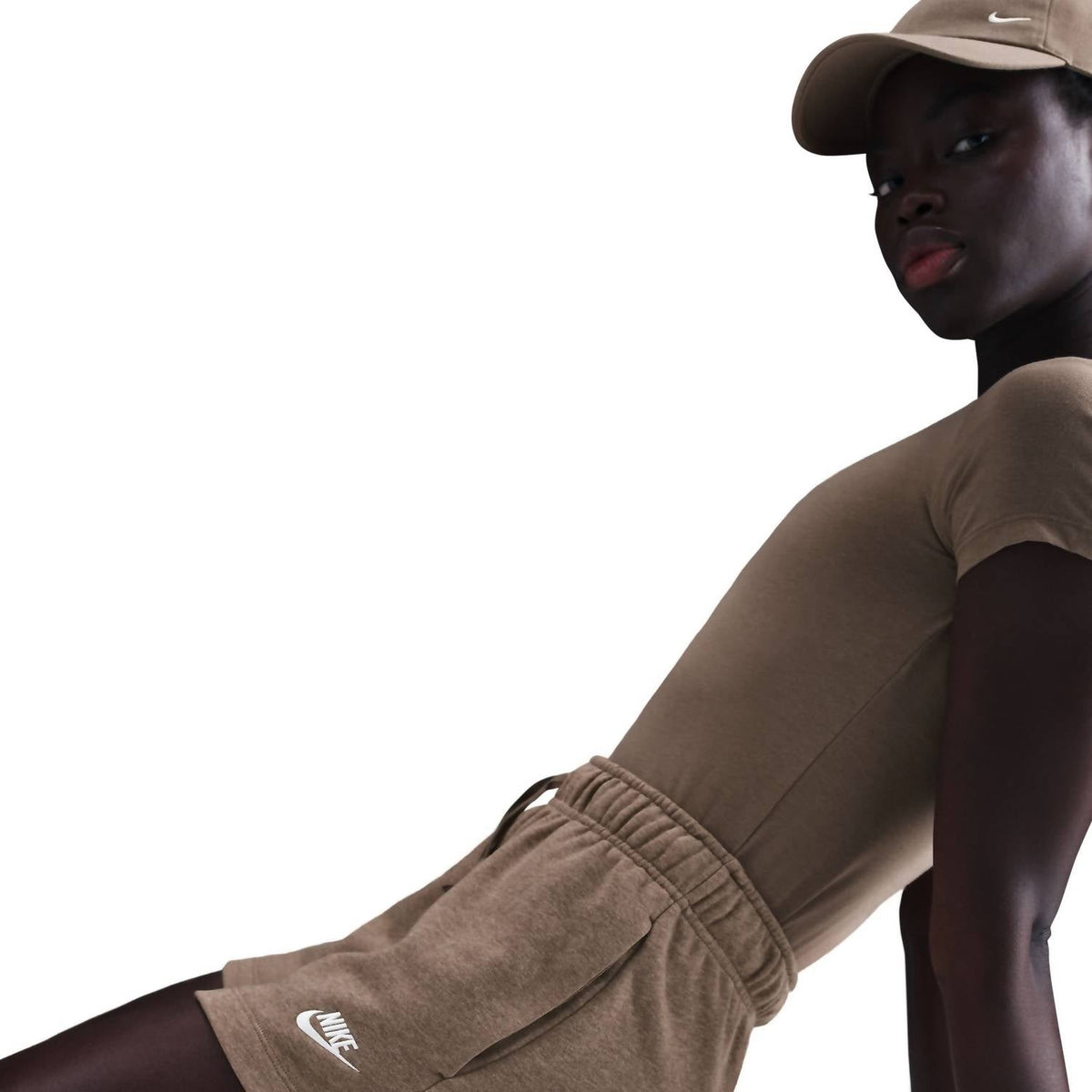 Women's Sportswear Club Fleece Mid-Rise Shorts In Mink Brown/heather/white