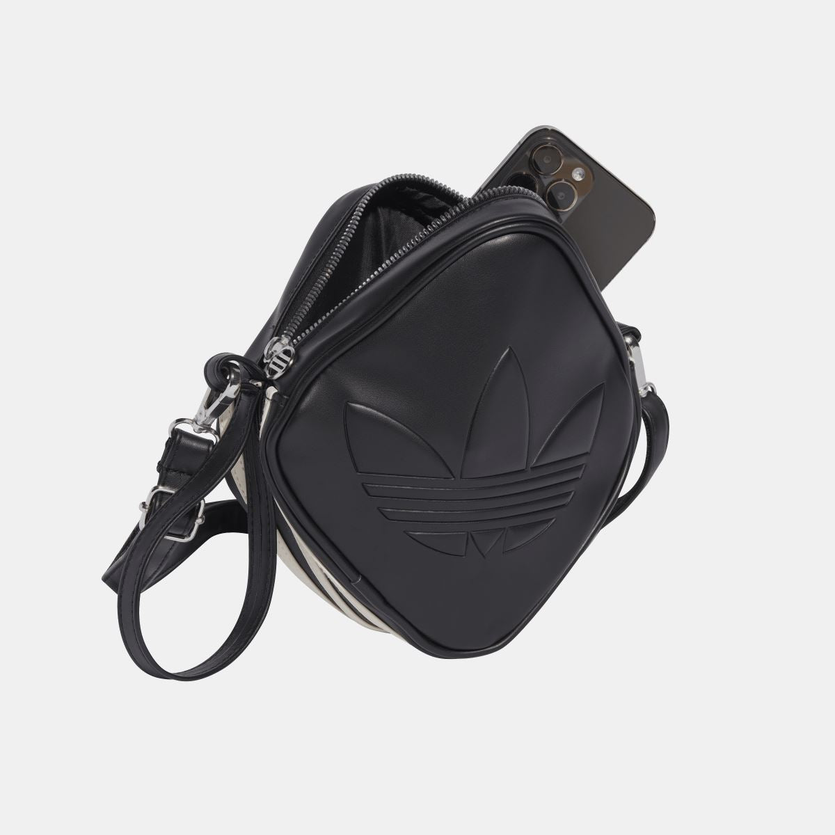 Men's adidas Originals diamond-shaped bag with adjustable strap and multiple compartments, made of durable fabric.