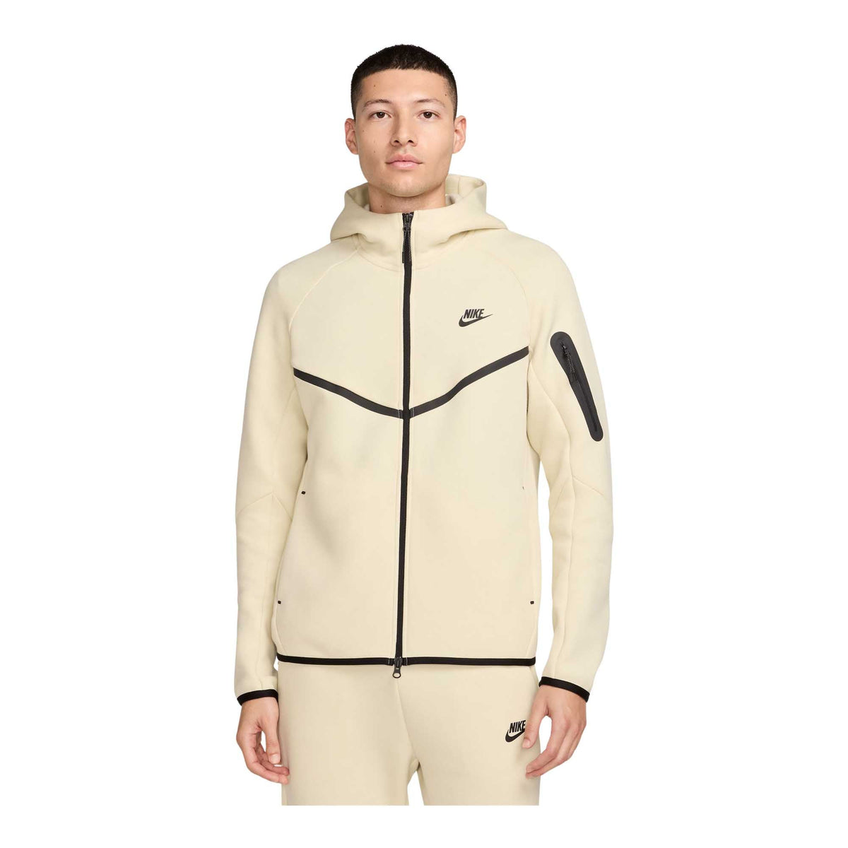 Mens Nike Tech Fleece Windrunner Full Zip Jacket_Lt Khaki/Black