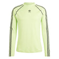 Lime green compression-fit raglan sleeve t-shirt with adidas trefoil logo and black stripes