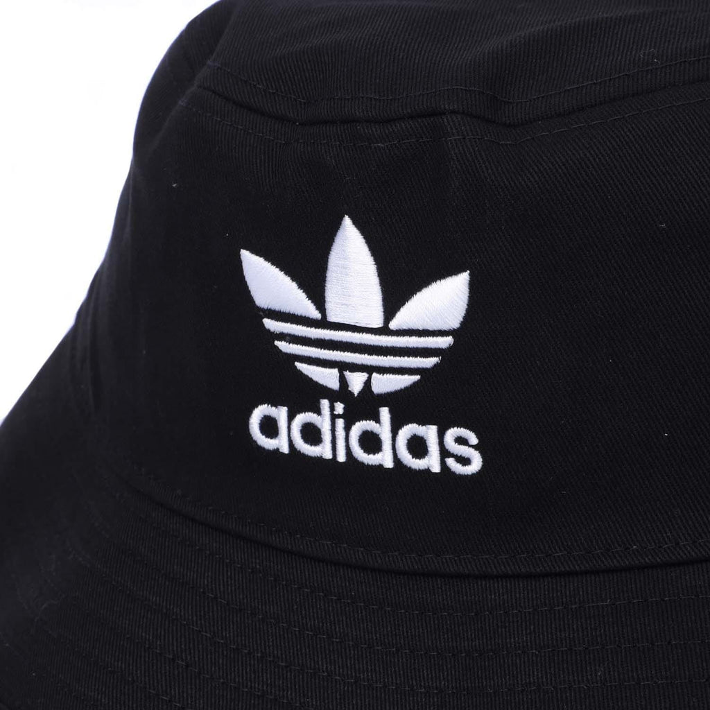 Black bucket hat with embroidered adidas Trefoil logo