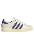 White and navy adidas Originals Superstar II sneakers with three stripes and laces