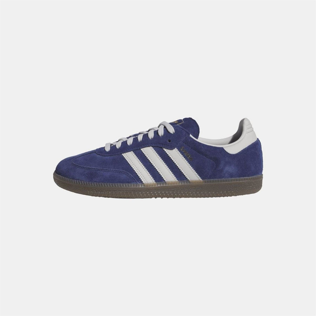 adidas Originals ADV shoes, dark blue suede with white three-stripe panel and lace-up