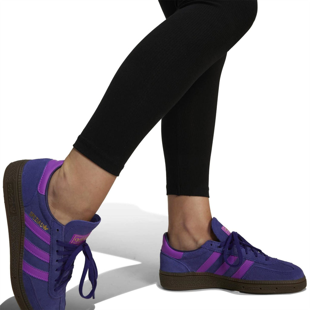 Black adidas Originals ribbed leggings with logo near upper thigh