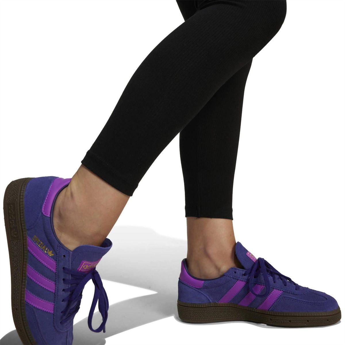 Black adidas Originals ribbed leggings with logo near upper thigh
