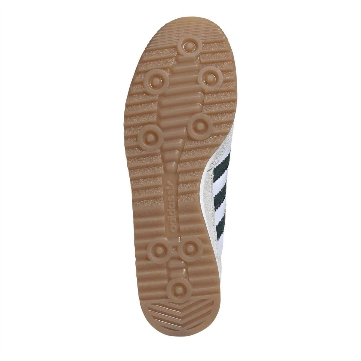 Gum rubber outsole for low-top adidas sneakers with tread and branding