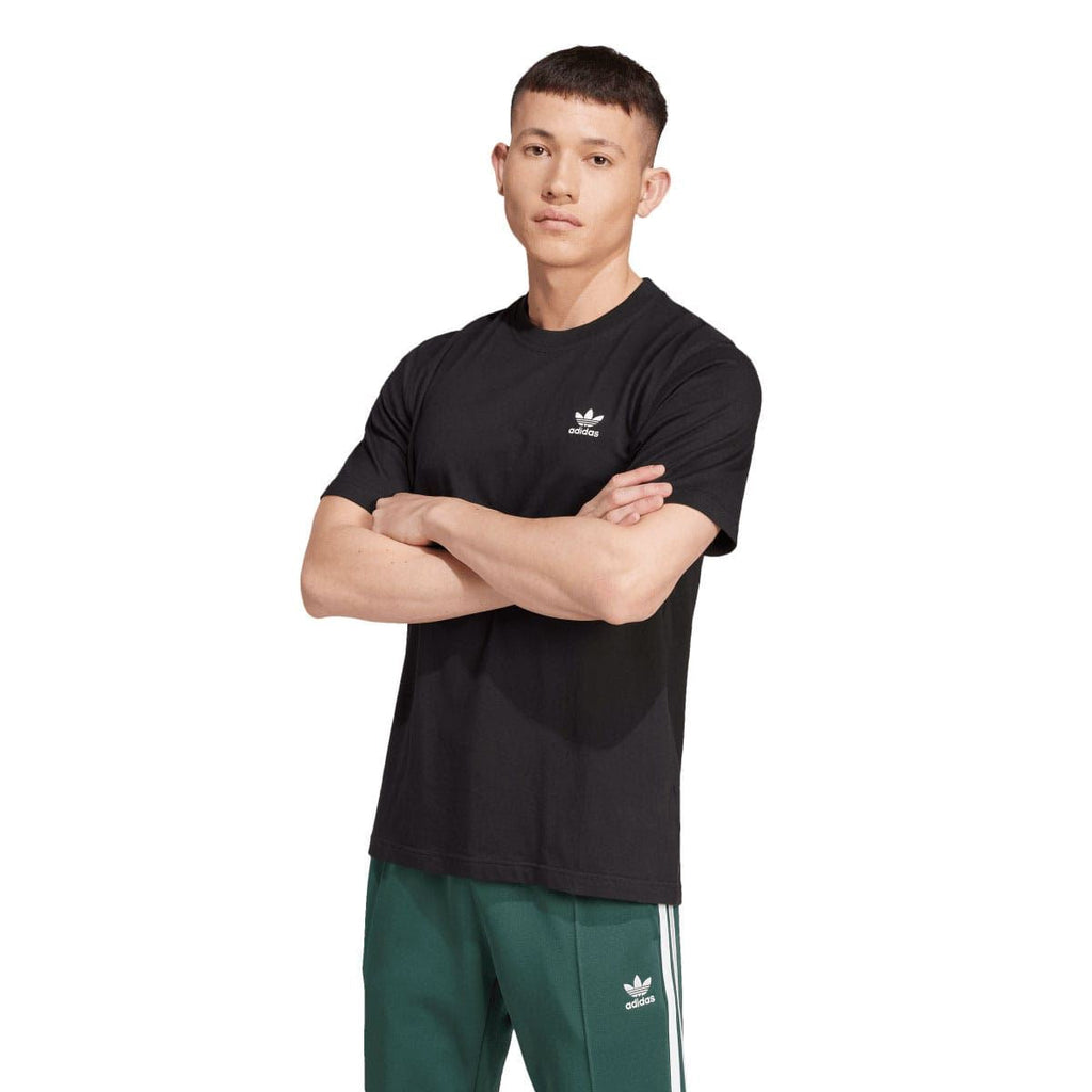 Black adidas T-shirt with small Trefoil logo on left chest
