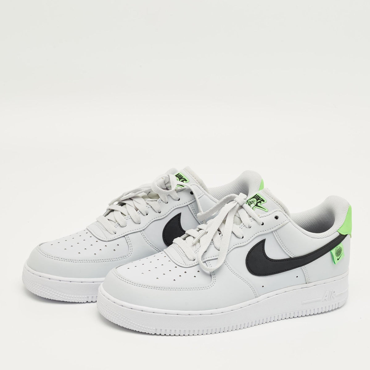 Nike Grey Leather Air Force 1 Low Worldwide Pure Platinum Sneakers