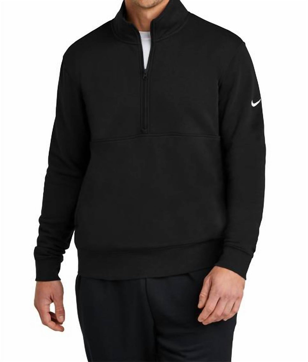 Club Fleece Sleeve Swoosh 1/2 Zip Pullover In Black