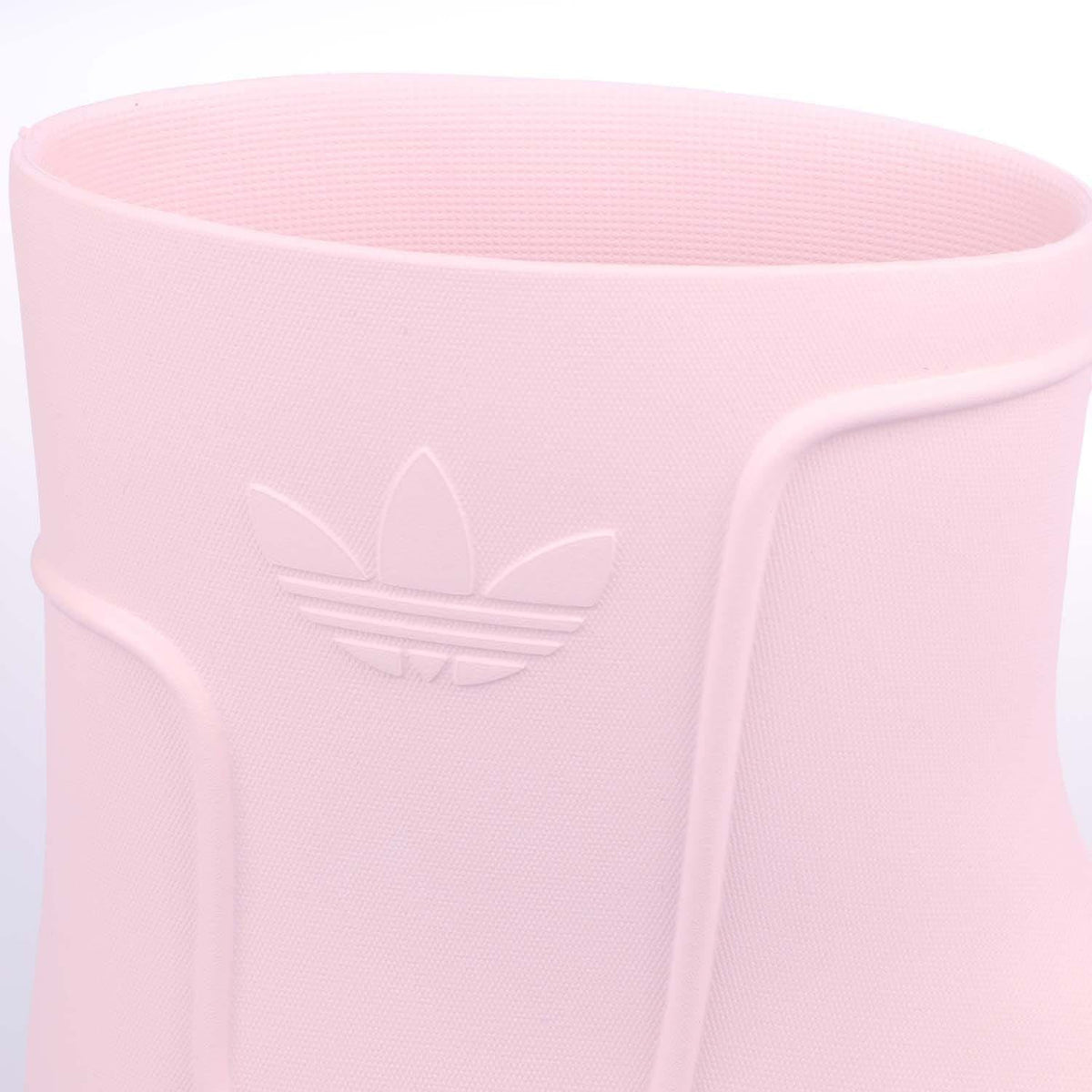 Pink molded upper boot with adidas trefoil logo and smooth pull tab