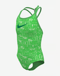 Girls Nike Retro Flow Swimsuit Green Swoosh Logo Strapback One Piece SRT570
