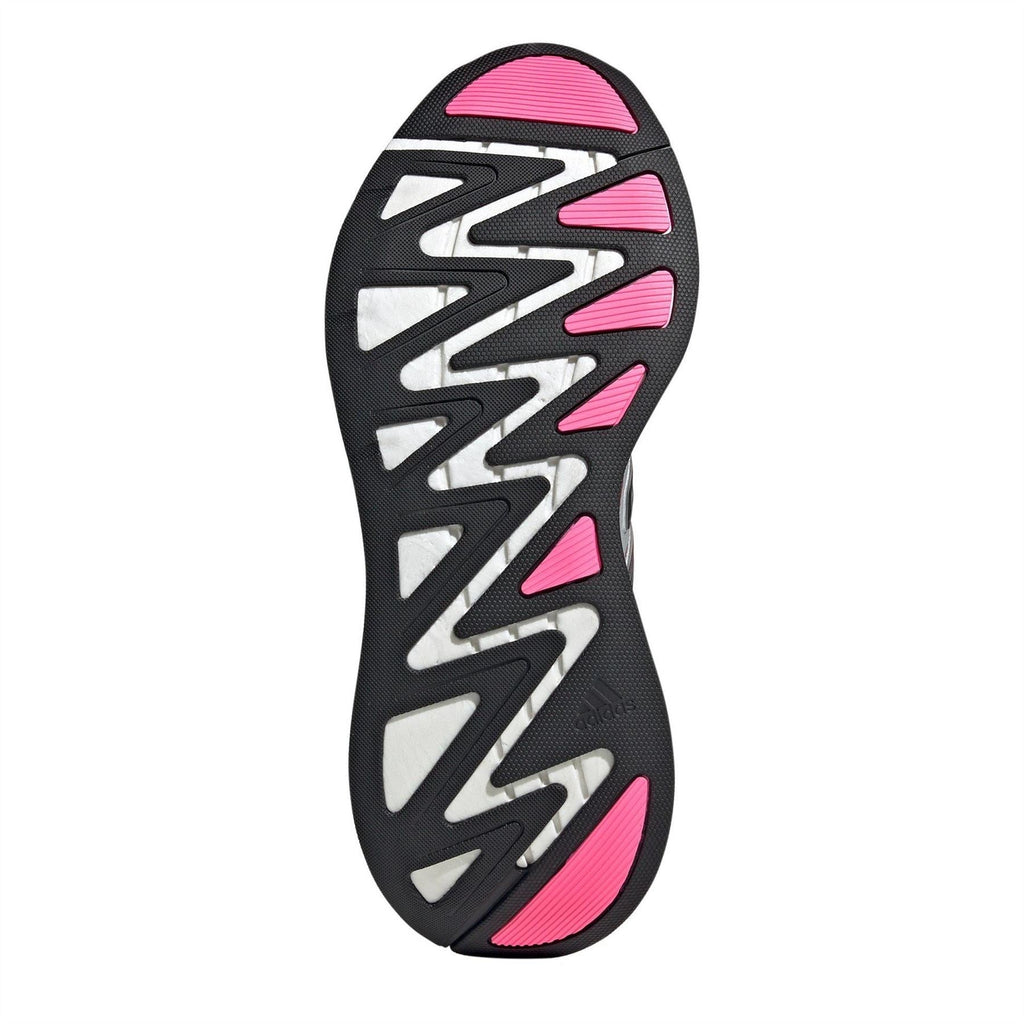 adidas running shoe outsole tread with pink inserts on black rubber sole