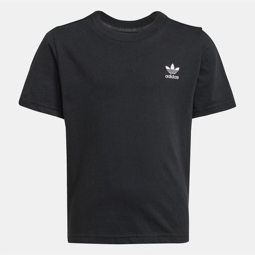Black short-sleeve T-shirt with small adidas Originals logo at chest