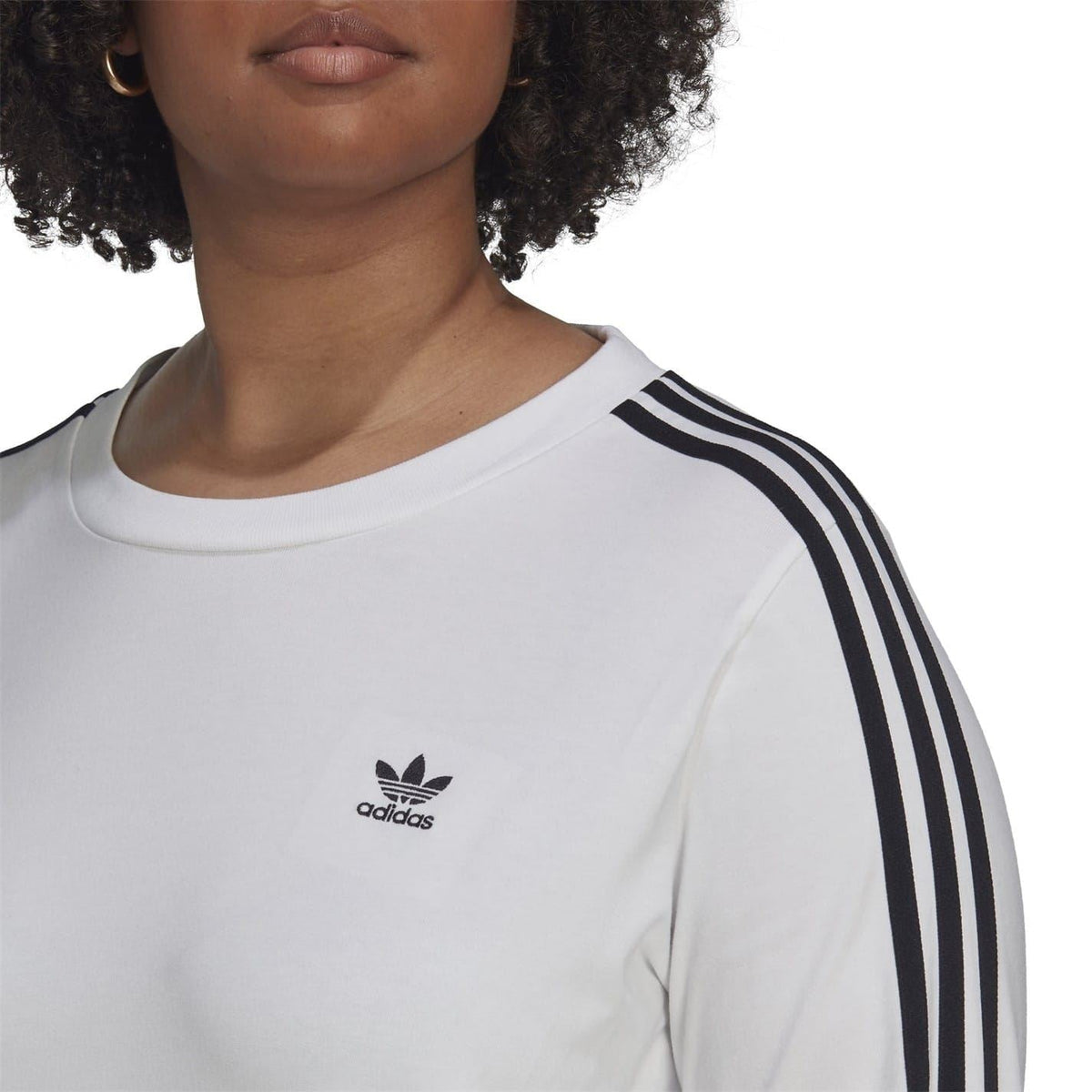 adidas Originals 3 Stripe long sleeve top with classic three-stripe design, fitted long sleeves, and crew neckline.