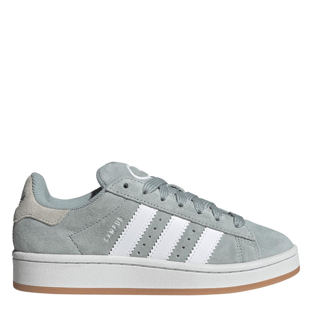 adidas Originals Campus 00s sage green suede low-top sneakers, white 3-stripe, lace-up, gum sole