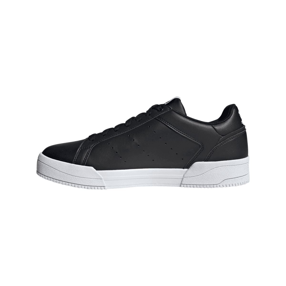 adidas Court Tourino black low-top trainers, front side profile with perforations