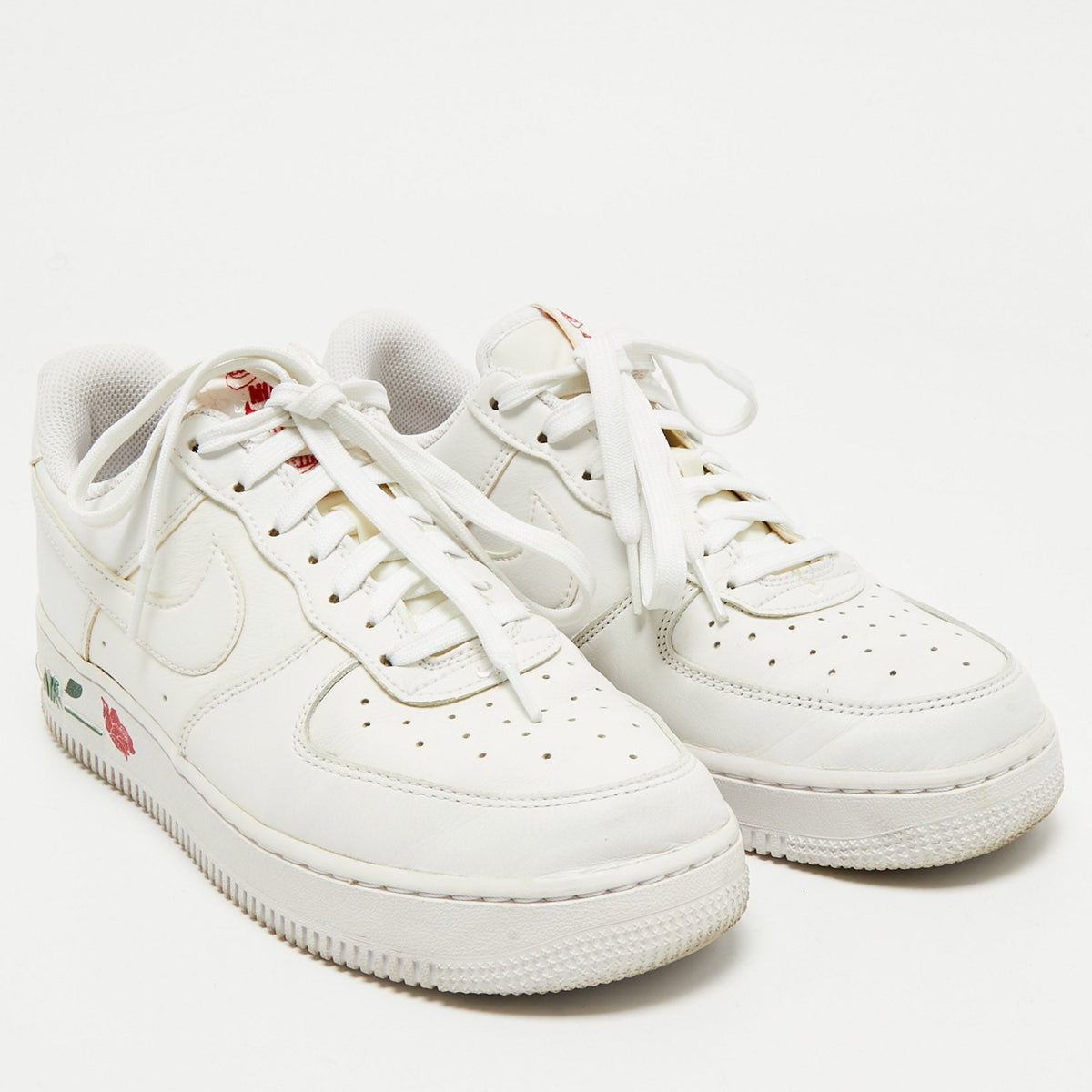Nike White Leather Dunk Low Lace Up Sneakers